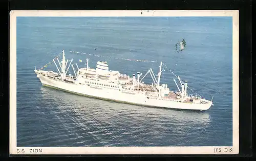 AK Passagierschiff SS Zion auf dem Meere