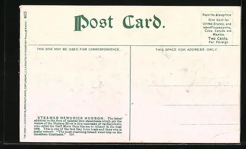 AK Albany, N.Y., Steamer Hendrick Hudson