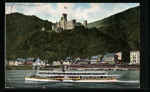 AK Capellen und Schloss Stolzenfels, Dampfer Lohengrin
