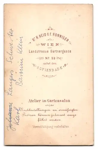 Fotografie Dr. H. Heid & F. Ronniger, Wien, Portrait Baronin Klein im dunklen Kleid, Seitenprofil