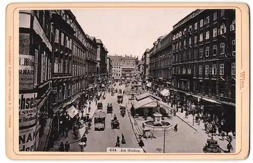 Fotografie Stengel & Co., Dresden, Ansicht Wien, Blick in den Graben mit Brunnen und Geschäften