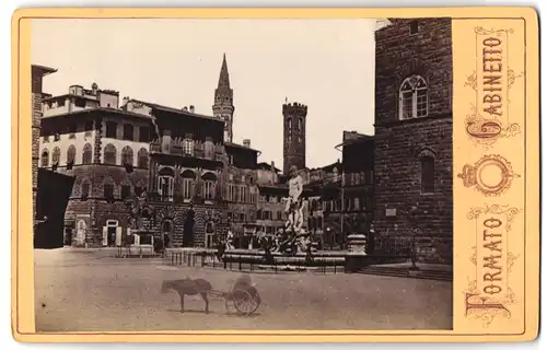 Fotografie unbekannter Fotograf, Ansicht Florenz, Piazza di Signoria, Ghost, Neptunbrunnen