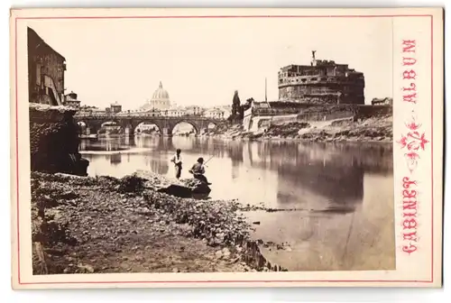 Fotografie unbekannter Fotograf, Ansicht Rom, Blick nach der Engelsburg mit Flusspartie