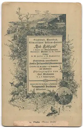 Fotografie Bruckmann, München, Ansicht Oberammergau, Schauspieler Thomas Rendl als Pilatus bei dem Passionsspiel 1890