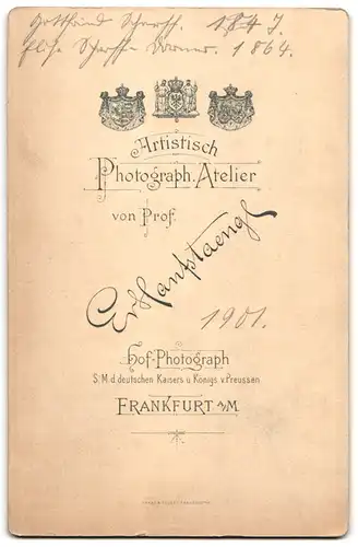 Fotografie Ev. Hanfstaengl, Frankfurt / Main, Gottfried Vömel mit Elise Scharff-Dorner, Amateurfotograf Frankfurt / Main