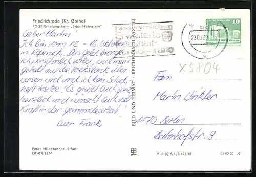 AK Friedrichroda /Kr. Gotha, FDGB-Erholungsheim Erich Hohnstein