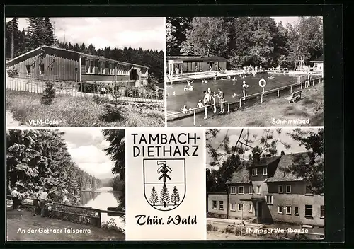 AK Tambach-Dietharz /Thür. Wald, VEM-Cafe, Thüringer Waldbaude, Schwimmbad