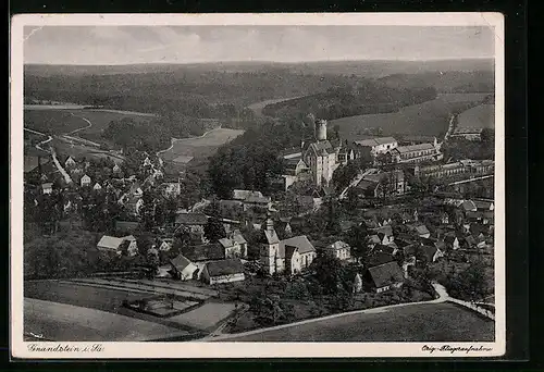 AK Gnandstein i. Sa., Teilansicht mit Burg