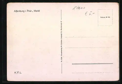 AK Altenburg i. Thür., Markt mit Geschäften und Litfasssäule