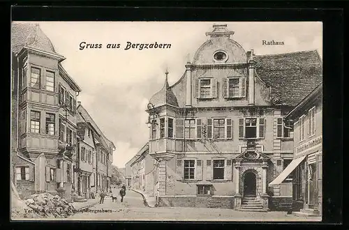 AK Bergzabern, Ortspartie mit Rathaus