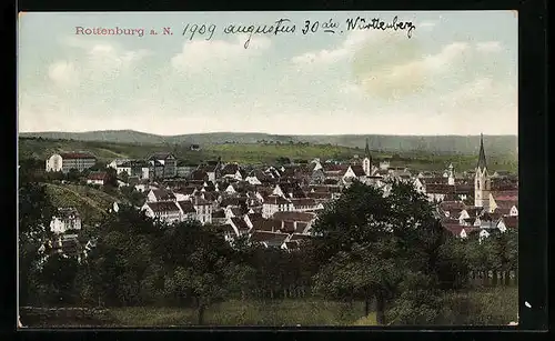 AK Rottenburg a. N., Ortsansicht aus der Vogelschau