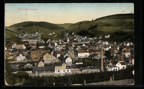 AK Furtwangen, Ortsansicht aus der Vogelschau