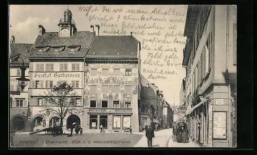 AK Konstanz, Obermarkt, Blick n. d. Wessenbergstrasse, Gasthof Barbarossa