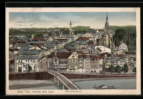 AK Bad Tölz, Marktstrasse, Isar