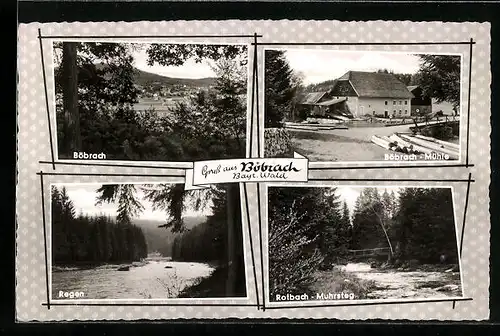 AK Böbrach i. Bayr. Wald, Ortsansicht mit Regen und Rotbach-Muhrsteg