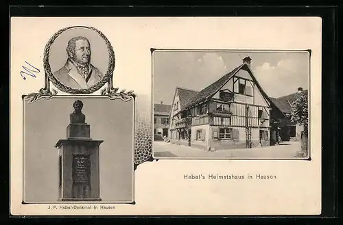 AK Hausen, Hebels Heimathaus und das Hebel-Denkmal