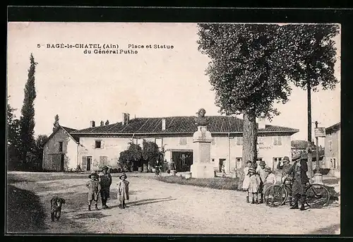AK Bage-le-Chatel, Place et Statue du General Putho