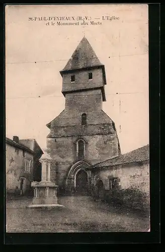 AK St-Paul-D`Eyjeaux, L`Eglise et le Monument aux Morts