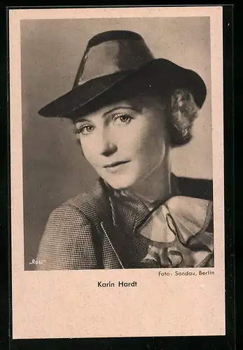 AK Schauspielerin Karin Hardt mit Hut