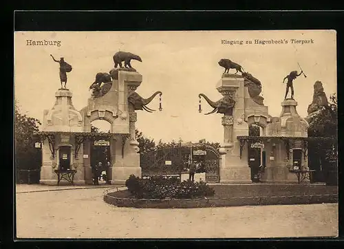 AK Hamburg, Eingang zu Hagenbecks Tierpark