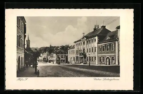 AK Hof a. S., Blick in die untere Ludwigstrasse