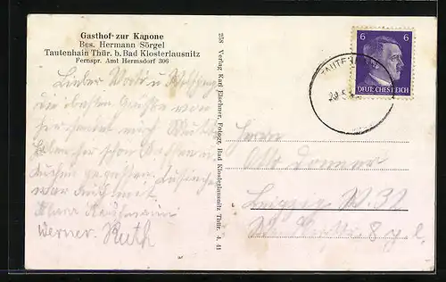 AK Tautenhain /Thür., Gasthof zur Kanone