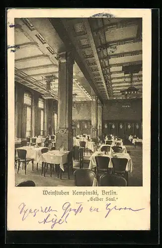 AK Berlin, Restaurant Weinstuben Kempinski, Gelber Saal