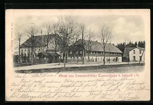 AK Schöneck i. V., Ortspartie mit Tannenhaus