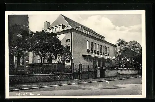 AK Hof a. d. S., Blick auf Stadtsaal