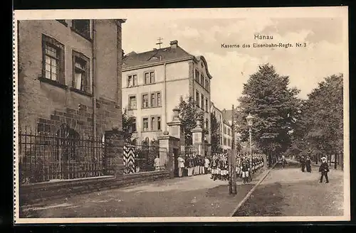 AK Hanau, Kaserne des Eisenbahn-Regts. Nr. 3