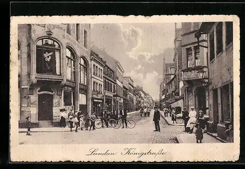 AK Landau, Blick in die Königstrasse, Wiener Café