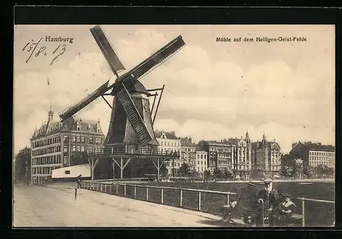 AK Hamburg, Mühle auf dem Heiligen-Geist-Felde