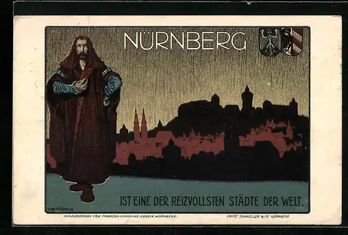 AK Nürnberg, Panorama und Wappen