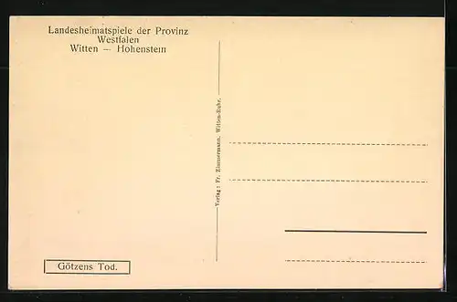 AK Witten, Hohenstein, Landesheimatspiele der Provinz Westfalen, Götz von Berlichingen, Götzens Tod