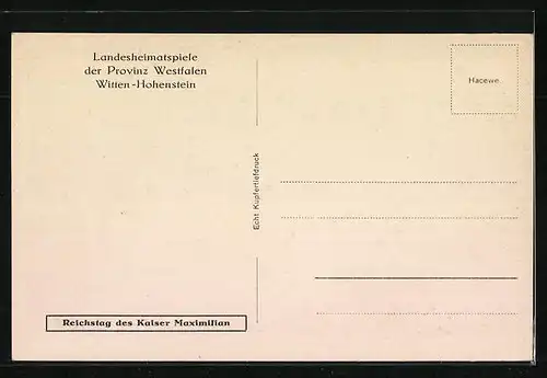 AK Witten, Hohenstein, Landesheimatspiele der Provinz Westfalen, Götz von Berlichingen, Reichstag des Kaiser Maximilian