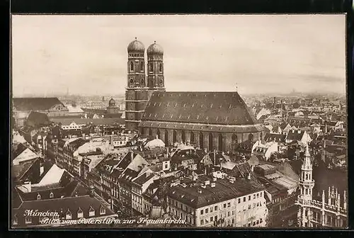 AK München, Blick vom Petersturm zur Frauenkirche