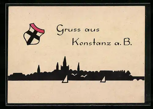 AK Konstanz a. B., Schattenriss der Ortschaft