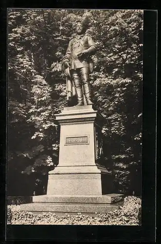 AK Heidelberg, Scheffeldenkmal auf der Terrasse des Schlosses