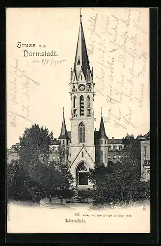 AK Darmstadt, Blick auf Johanneskirche