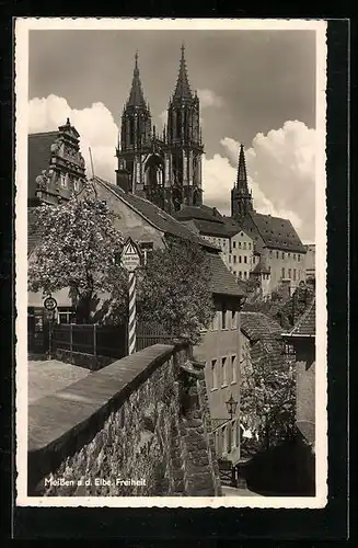 AK Meissen a. d. Elbe, Ortspartie mit Freiheit