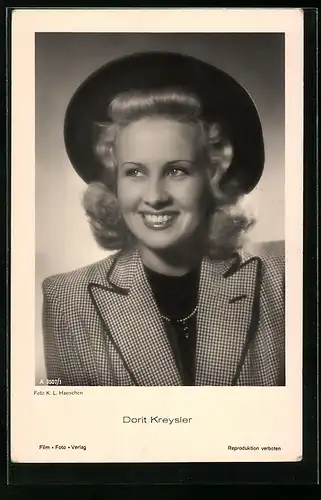 AK Schauspielerin Dorit Kreysler mit Hut