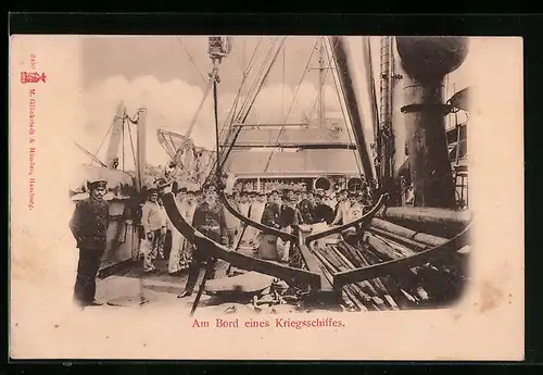 AK Am Bord eines Kriegsschiffes