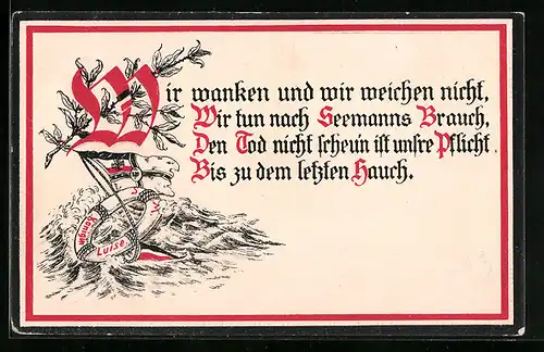 AK SM Königin Luise, Wir wanken und wir weichen nicht..., Patriotik