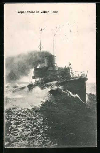 AK Torpedoboot in voller Fahrt