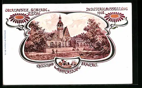 AK Zittau, Oberlausitzer Gewerbe-u. Industrie-Ausstellung 1902, Kretscham der Maffersdorfer Brauerei