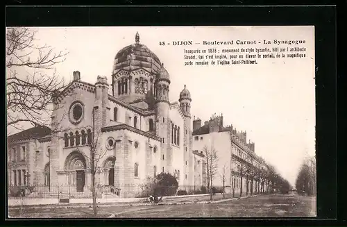 AK Dijon, Boulevard Carnot, La Synagogue