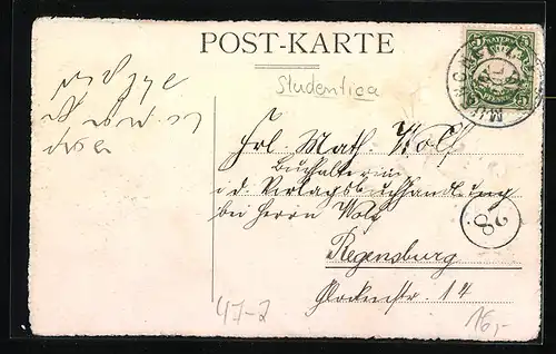 Präge-AK Absolvia Wittelsbachiana 1910, Studentenwappen