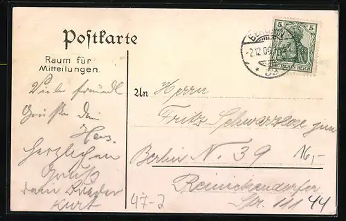 Künstler-AK Berlin, Verein ehemaliger Schüler der IX. städt. Real-Schule 1896, Studentenwappen, In amicitia robur!