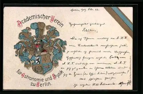 Künstler-AK Academischer Verein für Astronomie und Physik zu Berlin, Studentenwappen