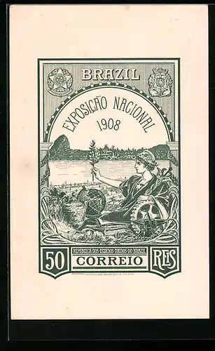 AK Rio de Janeiro, Exposicao Nacional 1908, 50 Correio, Ausstellung